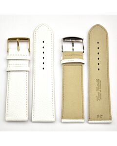 24 mm White Leather Watch Strap