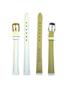 10 mm White Leather Watch Strap