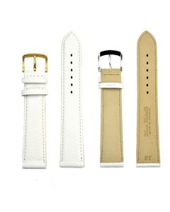18 mm White Leather Watch Strap